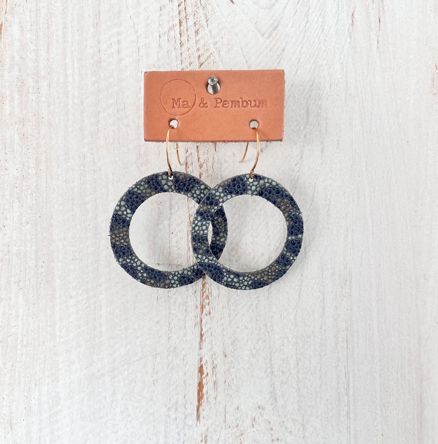 Leather Halo Earrings in Glamour Grey