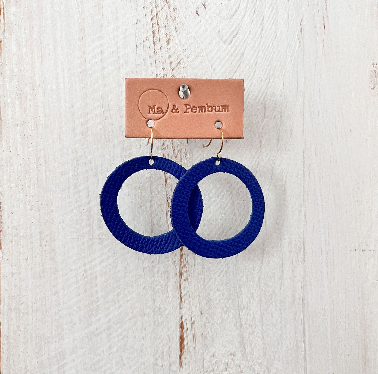 Leather Halo Earrings in Klein