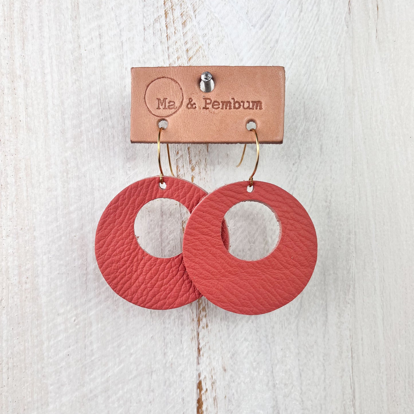 Leather Orbit Earrings in Fond