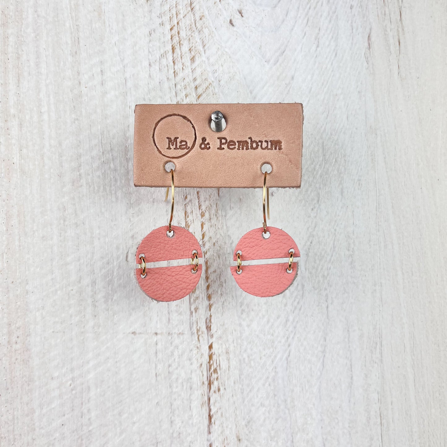 Leather Hemisphere Earring in Facepowder