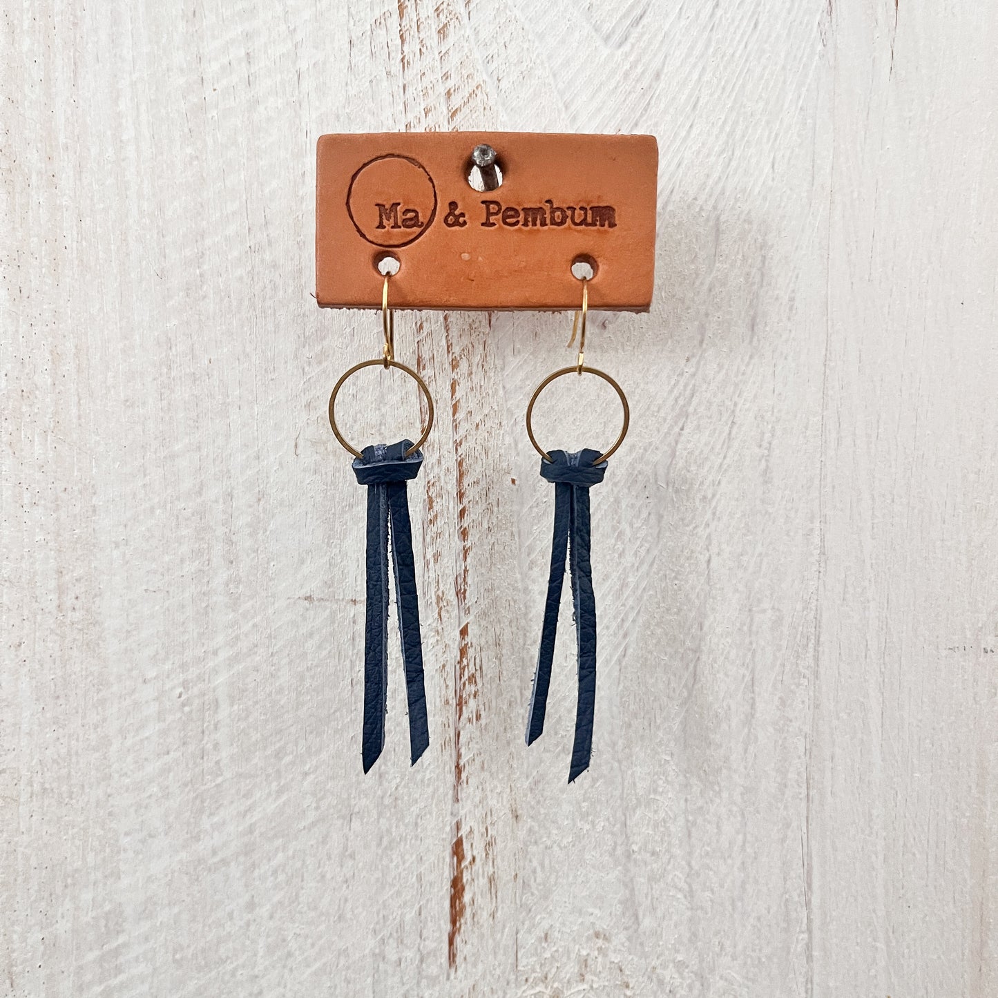 Leather Tiny Tassel Earrings in Oceania