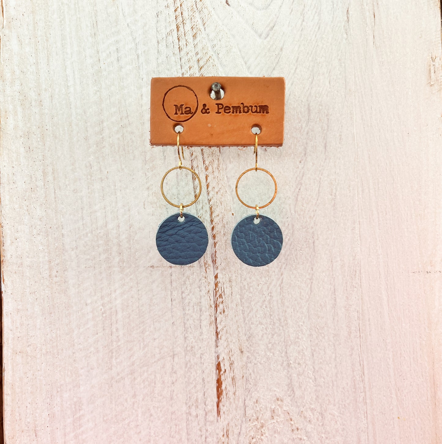 Leather Tower Earrings in Blue Fairy