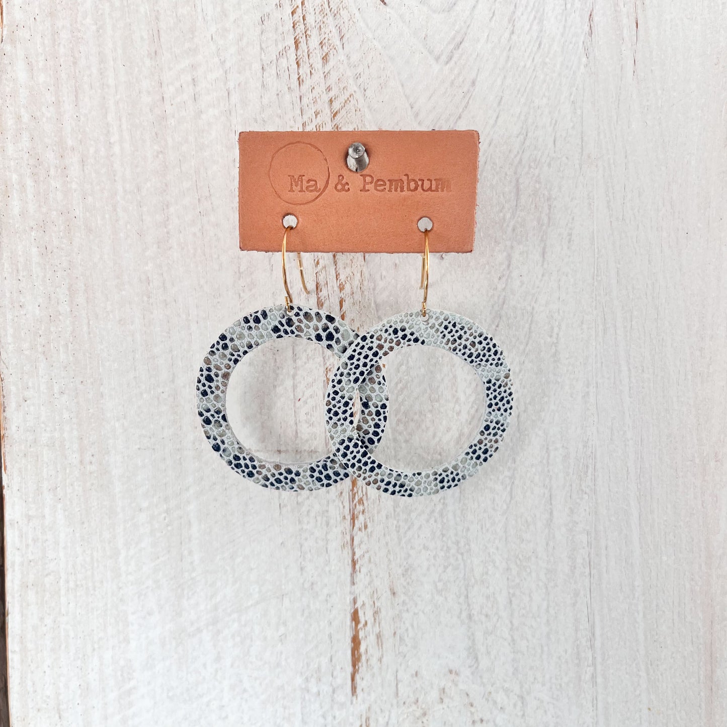 Leather Halo Earrings in Glamour White