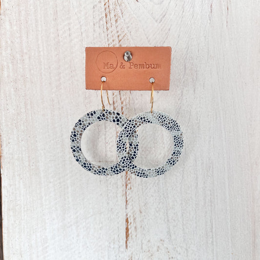 Leather Halo Earrings in Glamour White