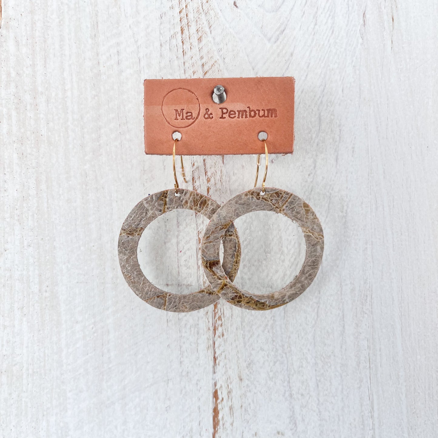 Leather Halo Earrings in Maple Reptile