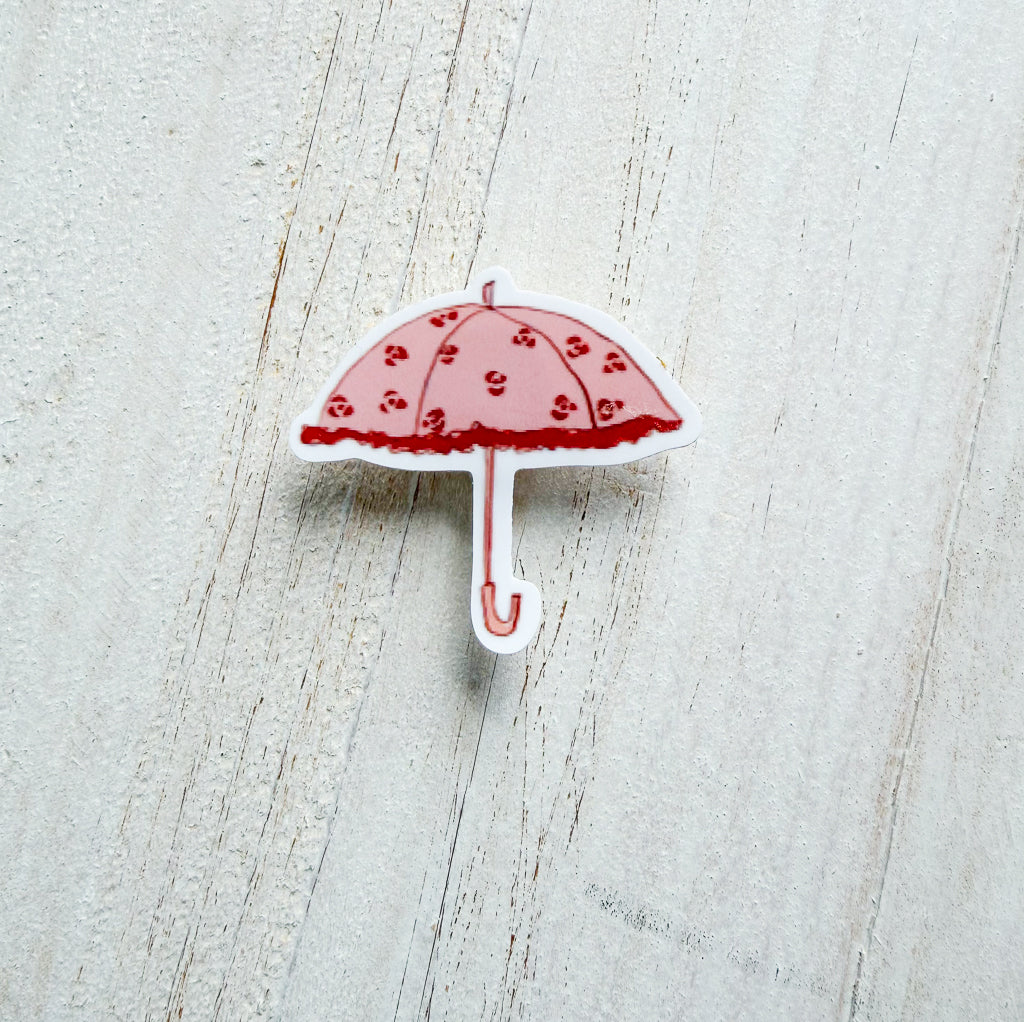 Pink Umbrella Vinyl Sticker
