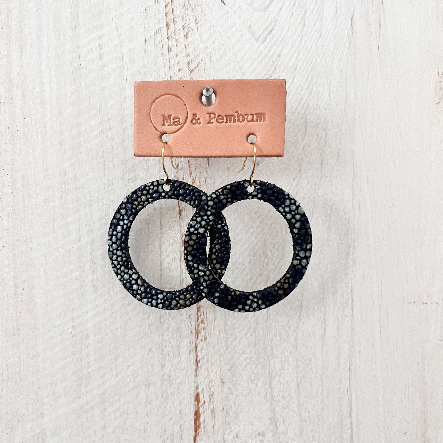 Leather Halo Earrings in Glamour Black