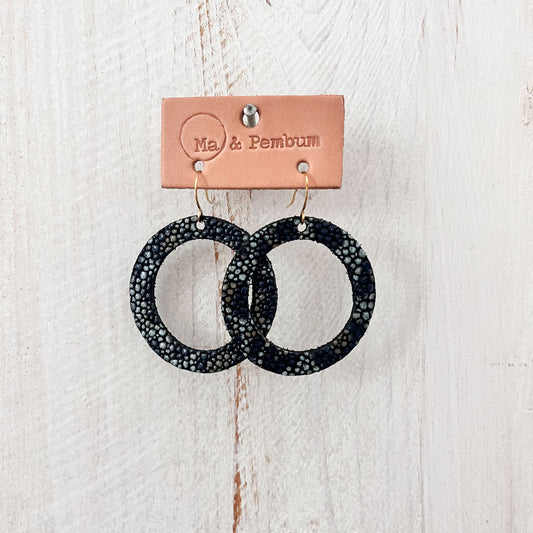 Leather Halo Earrings in Glamour Black