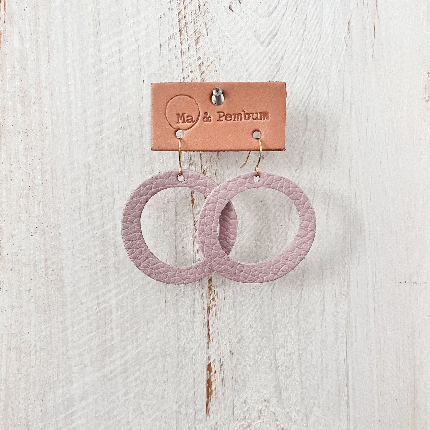 Leather Halo Earrings in Camelia