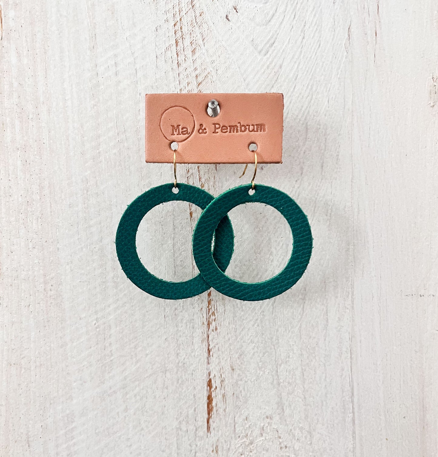 Leather Halo Earrings in Avocado