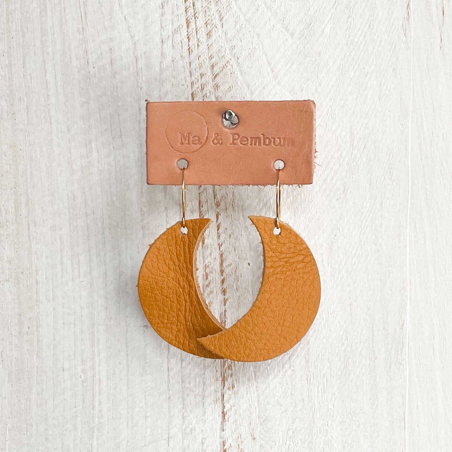 Leather Moon Earrings in Solis