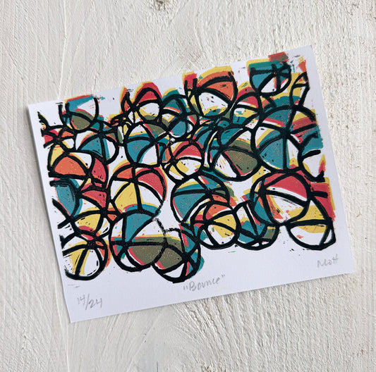 Bounce linocut print - limited edition