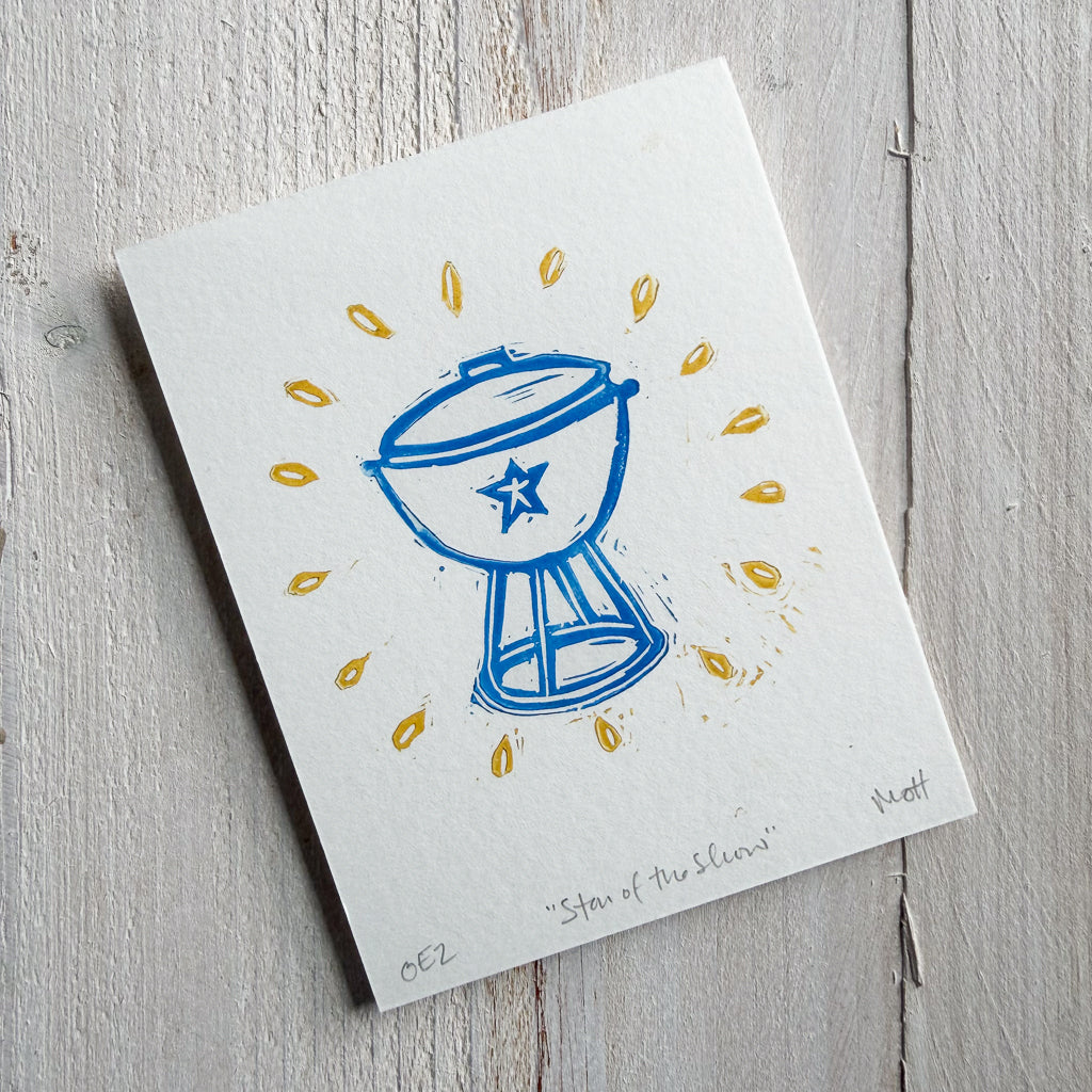 Star of the Show linocut print