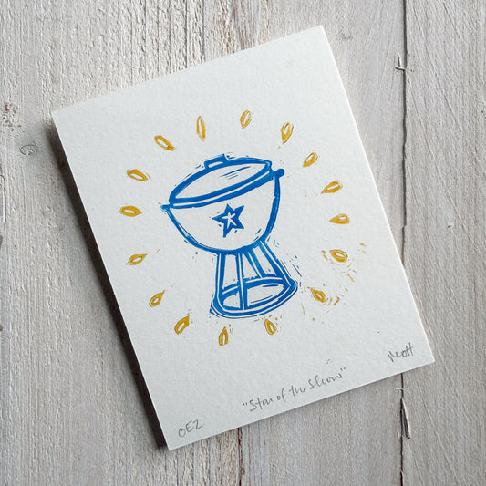 Star of the Show linocut print