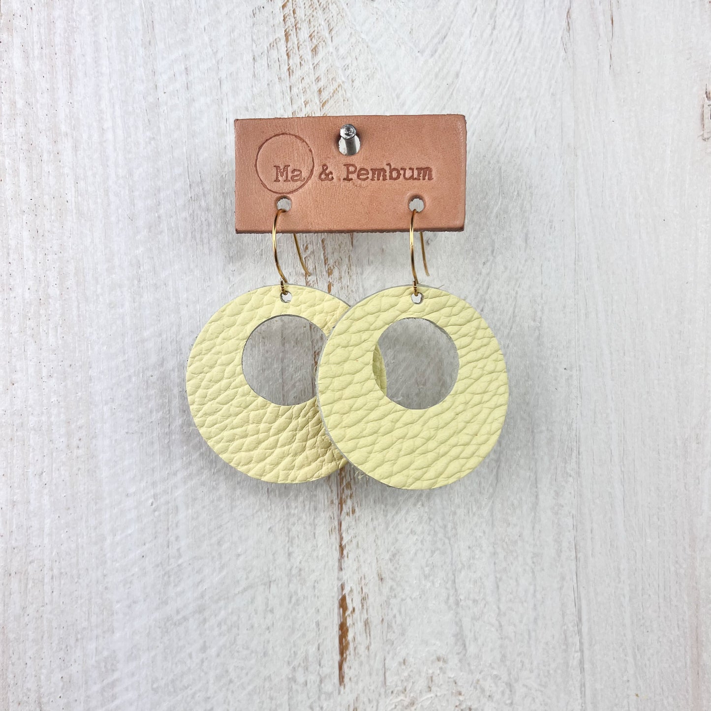 Leather Orbit Earrings in Canarino