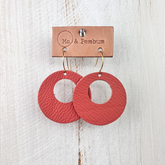 Leather Orbit Earrings in Fond