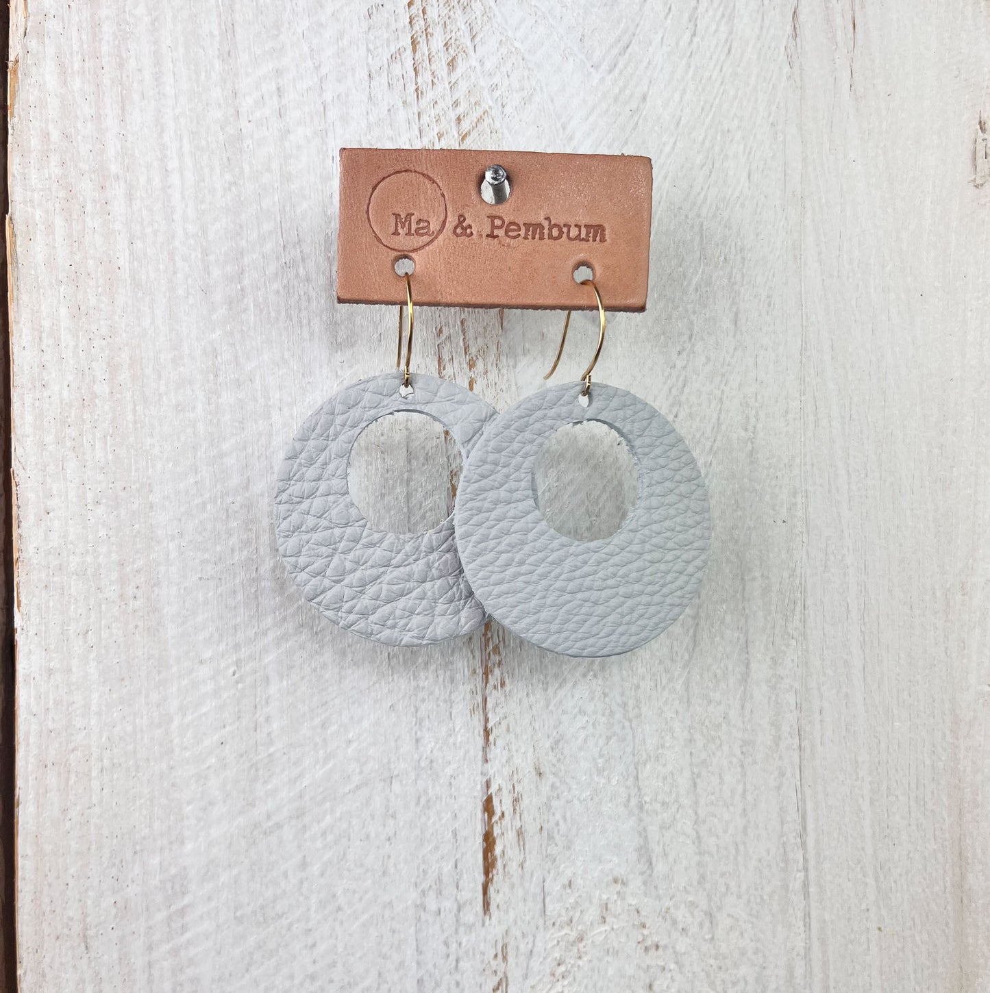 Leather Orbit Earrings in Wisteria