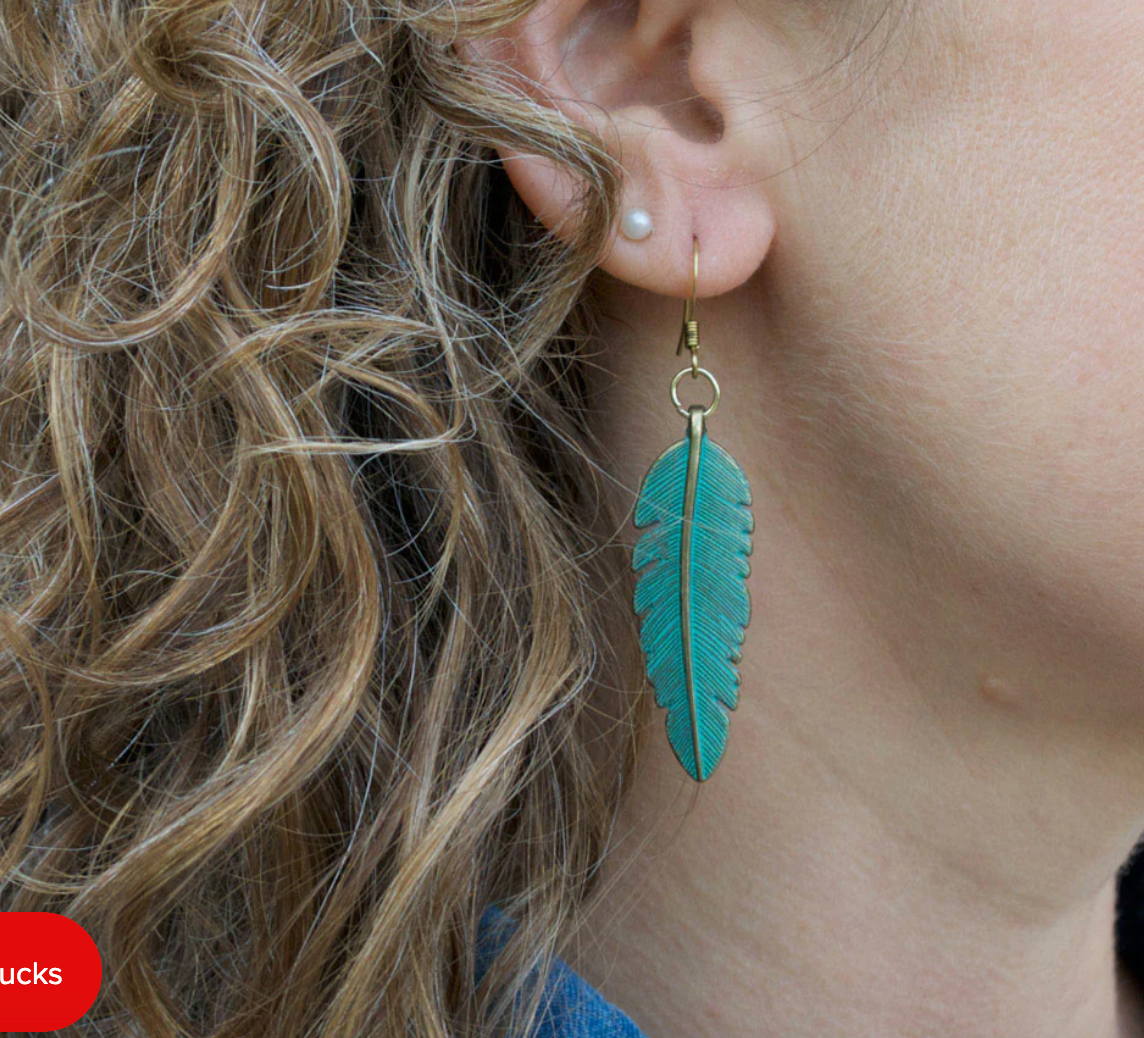 Brass Feather Earrings