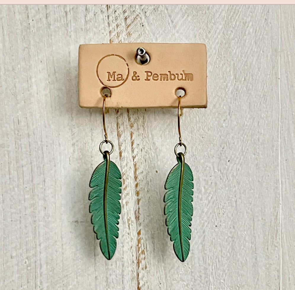Brass Feather Earrings