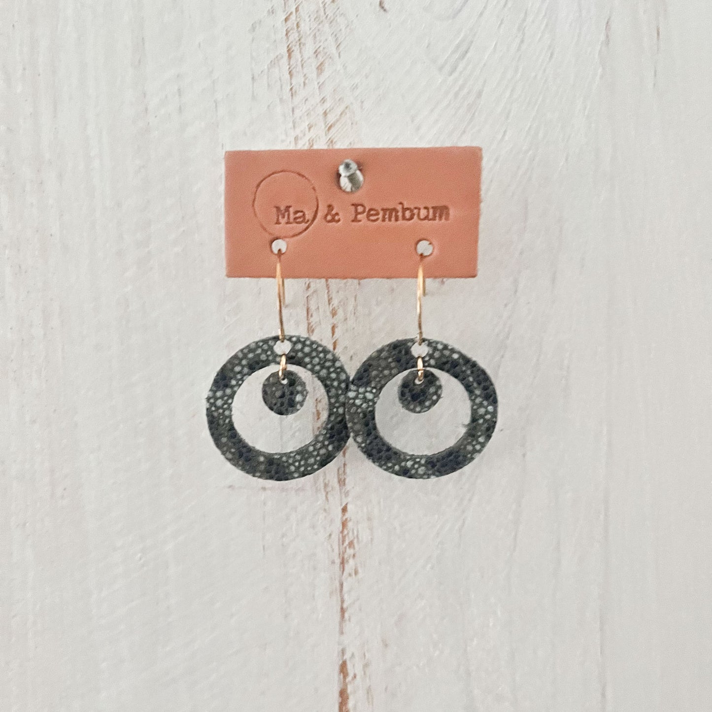 Leather Small In and Out Earrings in Glamour Grey