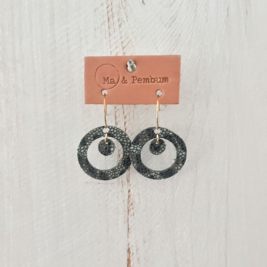 Leather Small In and Out Earrings in Glamour Grey