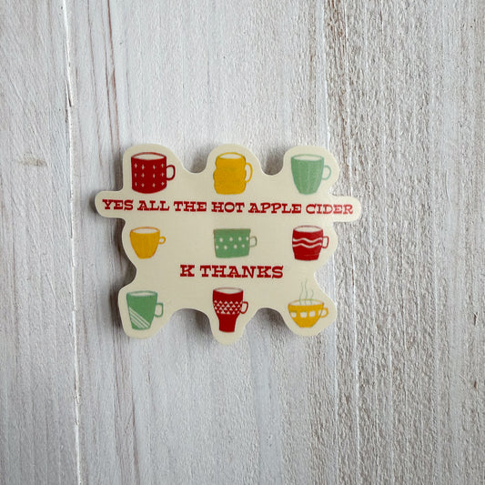 Hot Cider Mugs Vinyl Sticker