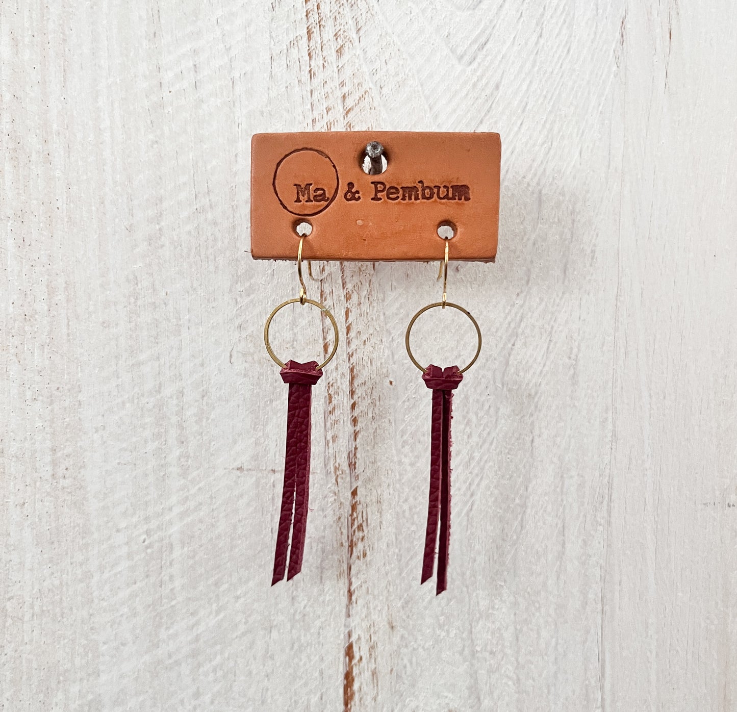 Leather Tiny Tassel Earrings in Phonebox