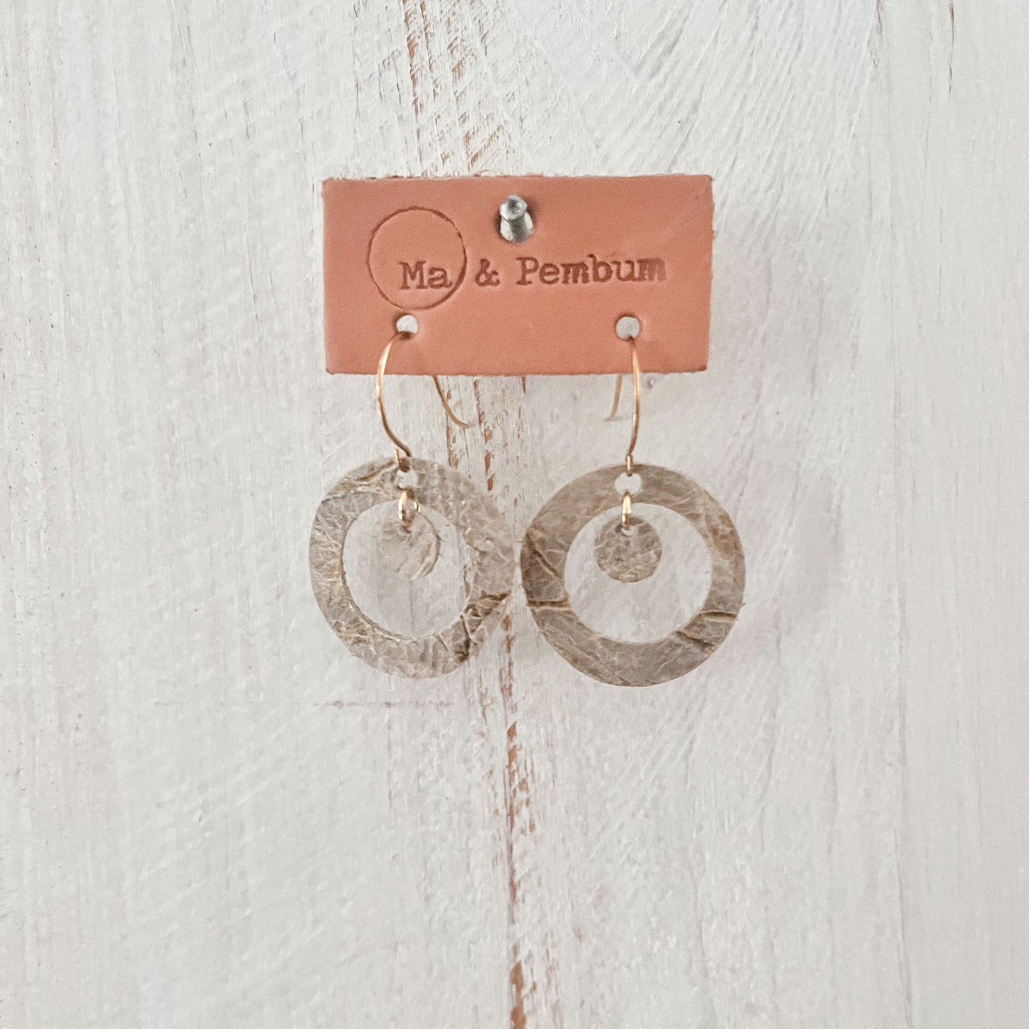 Leather Small In and Out Earrings in Maple Reptile